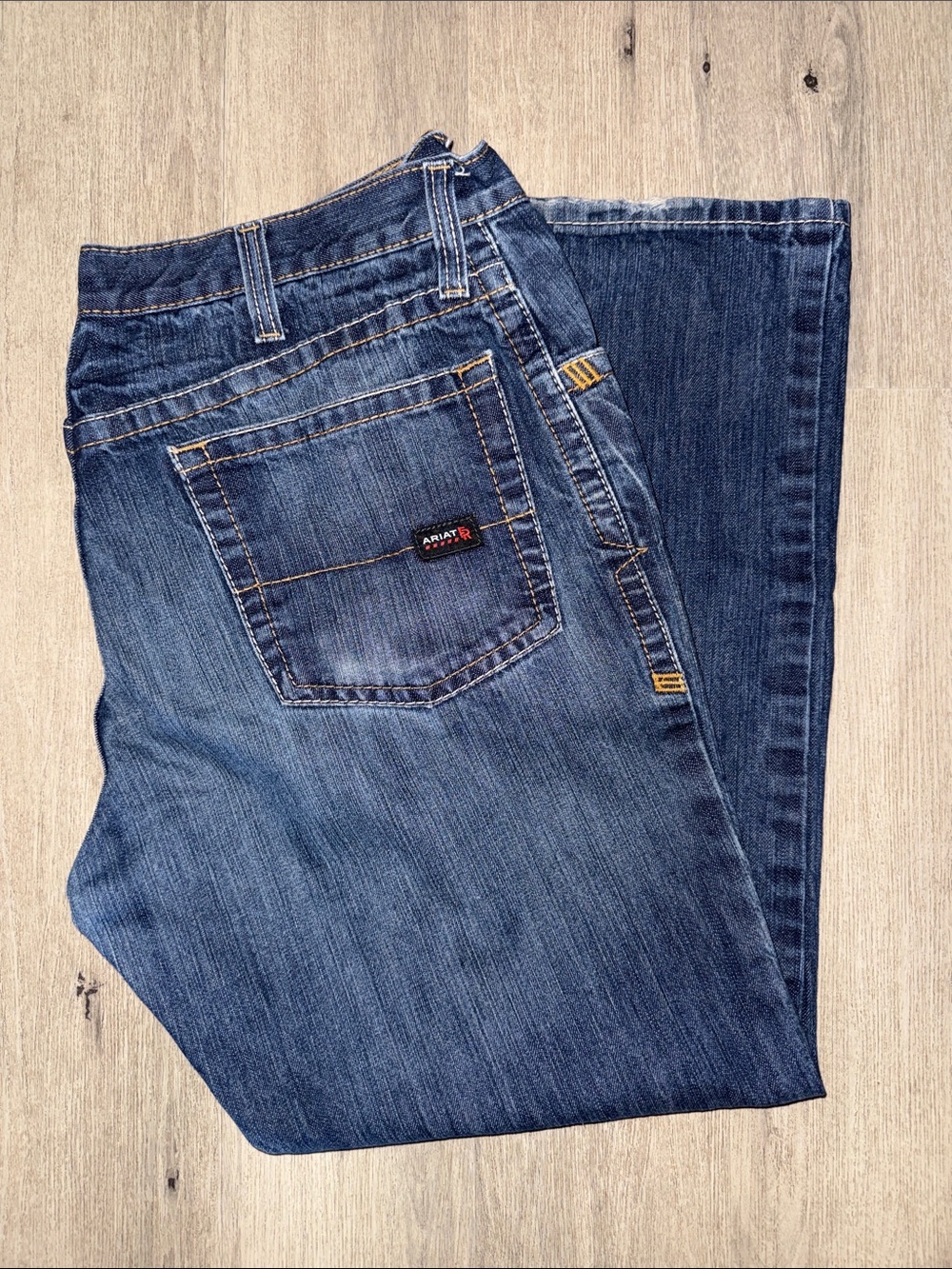 Ariat FR M4 Low Rise Boot Cut Jeans Mens 38x30 Flame Resistant Blue Denim CAT 2